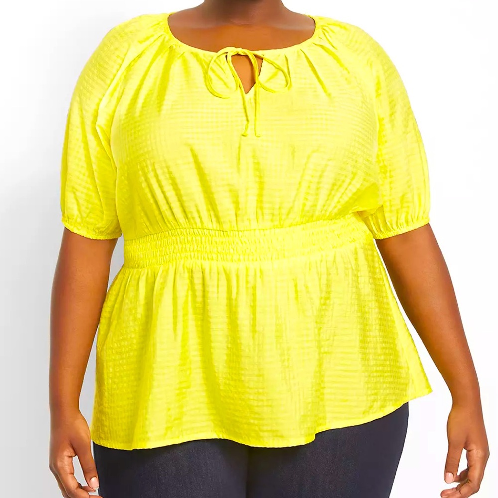 NWT Lane Bryant Classic Elbow-Sleeve Split-Neck Peplum Blouse - Size 14/16